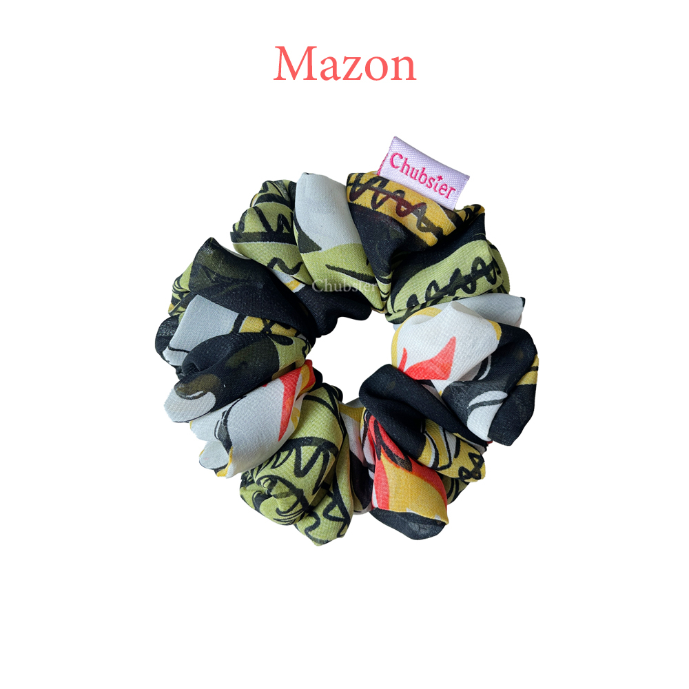 mazon-12cm-ยางมัดผม-ผ้าชีฟอง-ยางรัดผมโดนัท-chiffon-scrunchies