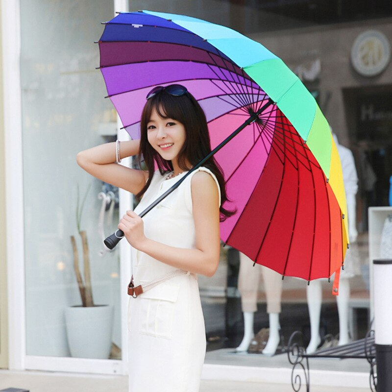 bigmall-ร่มกันแดด-ร่มกันuv-ร่ม-ร่มขนาดใหญ่สีรุ้ง-ร่มกันยูวี-ร่มแฟชั่น-umbrella-16สี-24สี-สีสันสดใส-วัสดุแข็งแรง