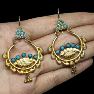 ต่างหู หินเทอร์ควอยส์ แฮนเมด Afghan Turquoise Earrings Dangle Jewelry Gemstone Handmade