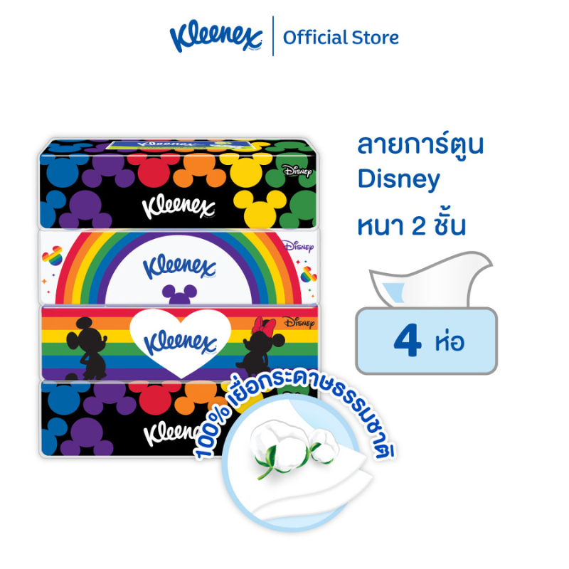 ภาพหน้าปกสินค้าคลีเน็กซ์ กระดาษเช็ดหน้า หนา2ชั้น ลายดีสนีย์ 110แผ่น แพ็ค4ห่อ Kleenex Facial Tissue (2Ply) Disney Soft Case Pack4