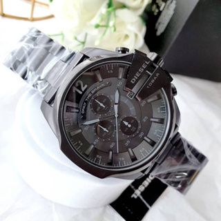 (ผ่อน0%) นาฬิกาชาย DIESEL DZ4355 Mega Chief Chronograph Black Stainless Steel Watch สายสแตนเลสสีดำ หน้าปัดดำ 51mm.