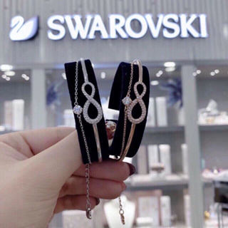 Swarovski สร้อยข้อมือแท้ 100% สร้อยข้อมือคริสตัลสวารอฟสกี้คู่ปรับได้ 【บรรจุภัณฑ์เคาน์เตอร์ครบชุด】