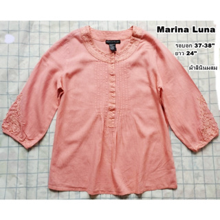 Marina Luna เสื้อผ้าลินินผสม -สีส้มโอโรส ไซส์ 37"(สภาพเหมือนใหม่ ไม่ผ่านการใช้งาน)
