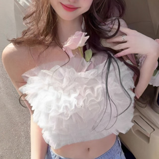 ❗ตรงปกสุด❗ เสื้อเกาะอก ระบายผ้ามุ้งเป็นชั้น ผ้านุ่ม ไม่คัน จะเปรี้ยวหรือหวานก็ได้ (L26 cowear.closet)