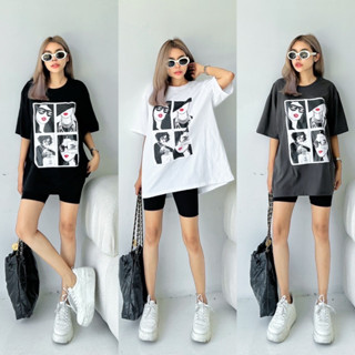 ! Legging Set  Set เสื้อยืดทรง Oversize แมตส์กับเลคกิ้งขาสั้น สกรีนเสื้อ เสื้อผ้ายืดนิ่ม