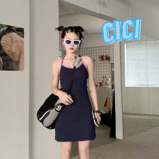 Cici(NO.J650)มินิเดรสไหมพรม ผ้ายืด เว้าหลัง ลุคสปอร์ตGirl