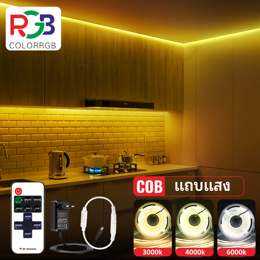 FCOB ไฟ LED Strip 5 / 10M LED ความหนาแน่นสูงยืดหยุ่น FCOB ไฟ LED เชิง ...