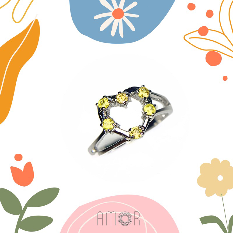 แหวนเงินแท้-925-ฝังพลอยบุษราคัมสีเหลืองมะนาว-yellow-sapphire