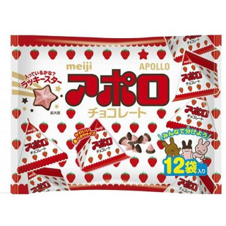 เมจิ อะพอลโล Meiji Apollo ช็อกโกแลตนมผสมรสสตอเบอร์รี่ 132 กรัม