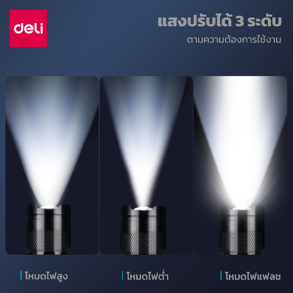 deli-ไฟฉาย-led-ไฟฉายพกพา-ไฟฉายชาร์จไฟ-ไฟฉาย-แรงสูง-กันน้ำ-ไฟฉายอเนกประสงค์-ไฟฉายแรงสูง-ไฟฉายแรงสูงชาร์จไฟ-flashlight