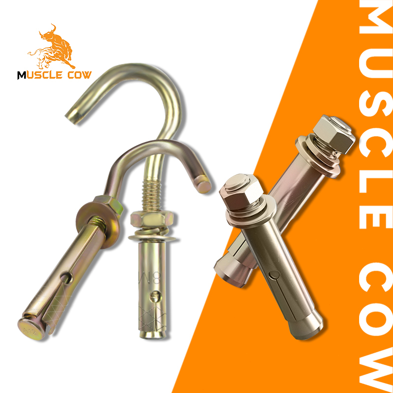 MUSCLE COW พุกเหล็ก (สตั๊ดโบล์ท) ปุ๊กเหล็ก พุกตะขอ,พุกห่วงกลม ชุบรุ้งป้องกันสนิม หกเหลี่ยม มี ...