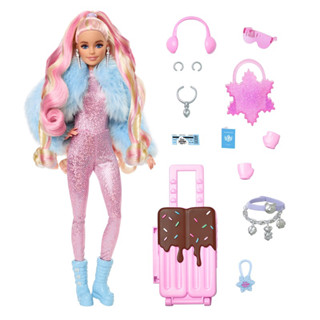 (ของแท้100%) Barbie Extra Fly Doll with Snow-Themed Travel Clothes &amp; Accessories