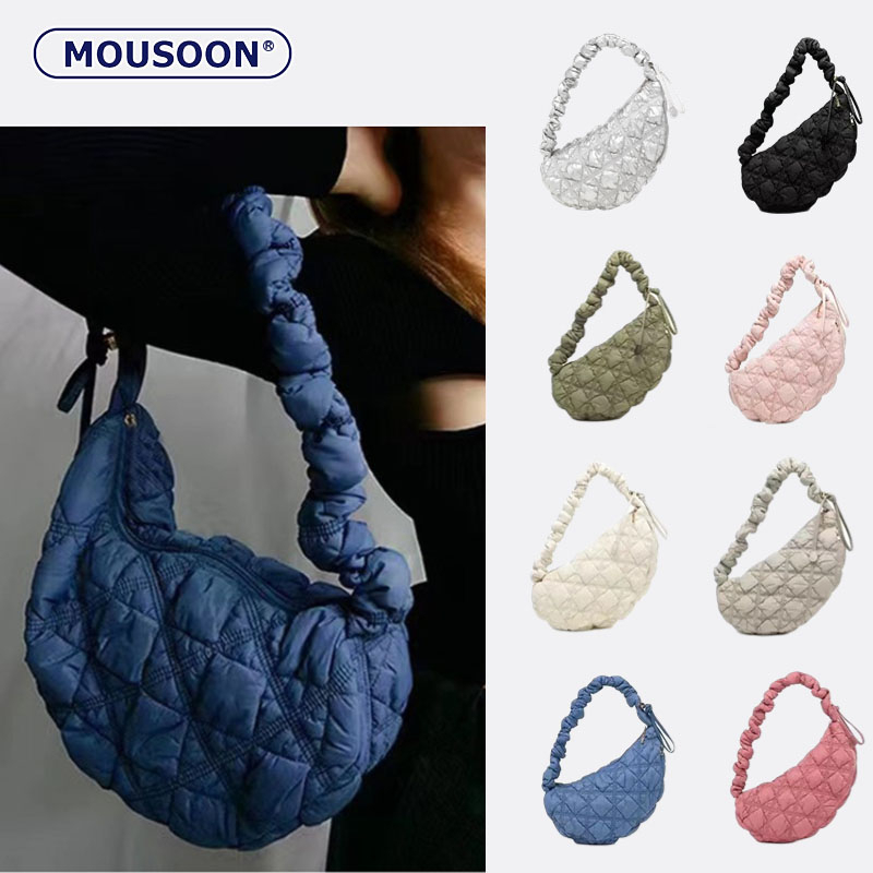 ราคาและรีวิวMOUSOON soft bag หญิงลําลองน้ําหนักเบา กระเป๋าโฮโบ ทรงก้อนเมฆ แนวเกาหลี ที่ห้อย กระเป๋าสะพายข้าง