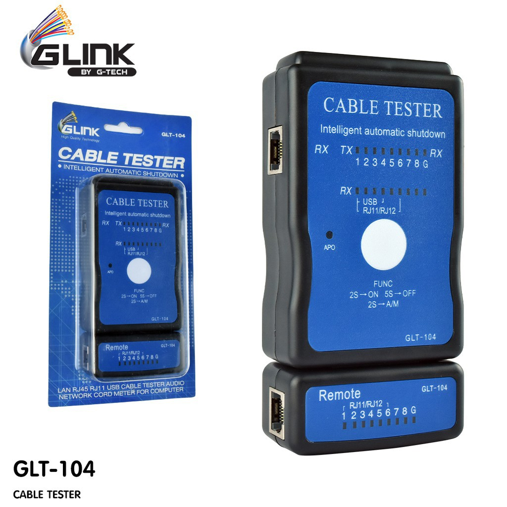 แท้100-glink-glt-104-amp-m726at-เครื่องอุปกรณ์ทดสอบสัญญาณสายแลน-rj45-rj11-cat5e-cat6-usb-printer-lan-cable-test-tool-cc