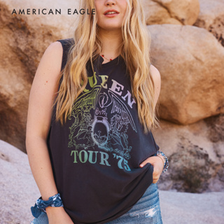 American Eagle Queen Graphic Cutoff Tank Top เสื้อกล้าม ผู้หญิง กราฟฟิค (NWTT 036-5647-036)