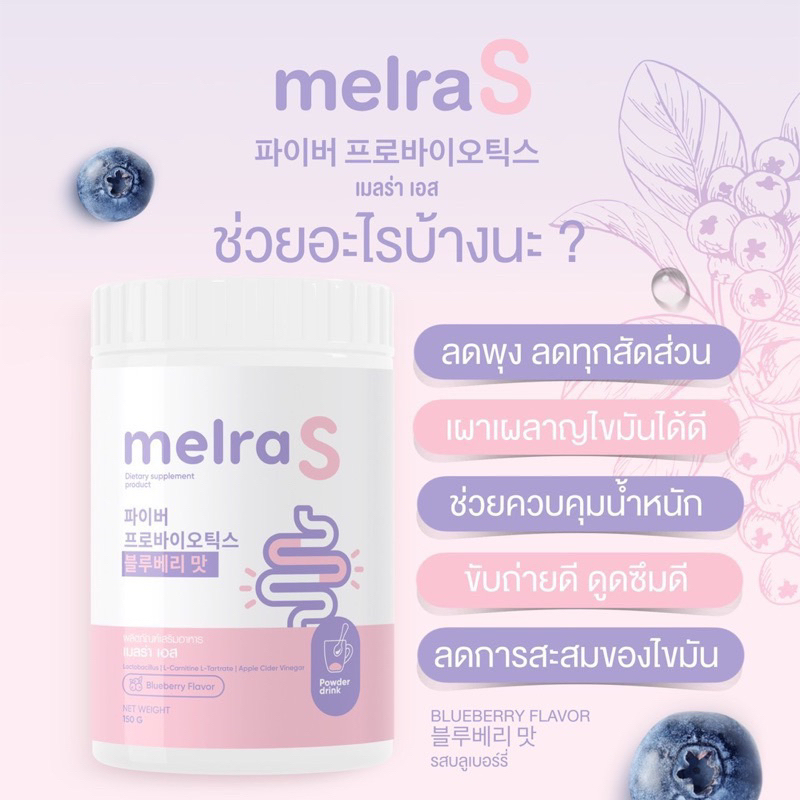 ของแท้-ส่งฟรี-melra-s-เมลร่าเอส-รสบลูเบอร์รี่-เอวเอส-พุงยุบ-สลายพุง-ไฟเบอร์-โพรไบโอติก-fiber-น้ำชงเอวเอสไฟเบอร์เมลร่า