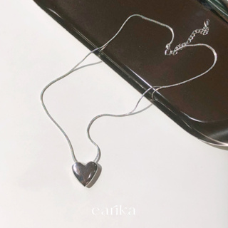 earika.earrings - silver puffy heart necklace สร้อยคอจี้หัวใจใหญ่เงินแท้ S92.5 ปรับขนาดได้