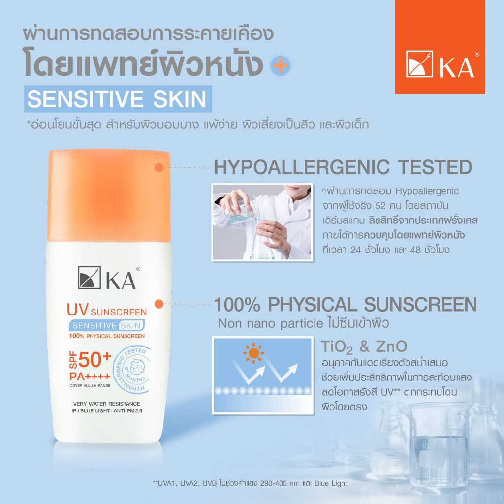 กันแดดเพื่อผิวแพ้ง่าย-ผิวเป็นสิว-ka-uv-sunscreen-spf50-pa-30-ml