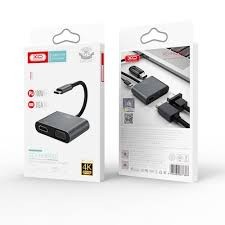 XO HUB001 Converter 4 In 1 From VGA, HDMI, Type C And USB To Type C - Silver