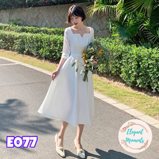 พร้อมส่งจากไทย ชุดแต่งงาน ชุดเจ้าสาว ชุดถ่ายพรีเวดดิ้ง ชุดafter party ชุดงานหมั้น เดรสยาว เดรสมินิมอล E077