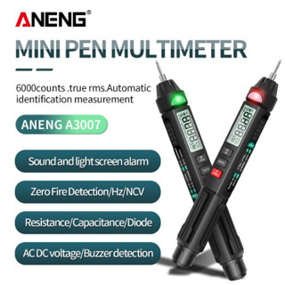 Aneng A3007 ปากกามัลติมิเตอร์ นับเลข 6000 องศา ขนาดเล็ก พร้อมตัวทดสอบแรงดันไฟฟ้า โอห์ม AC/DC ไม่สัมผัส