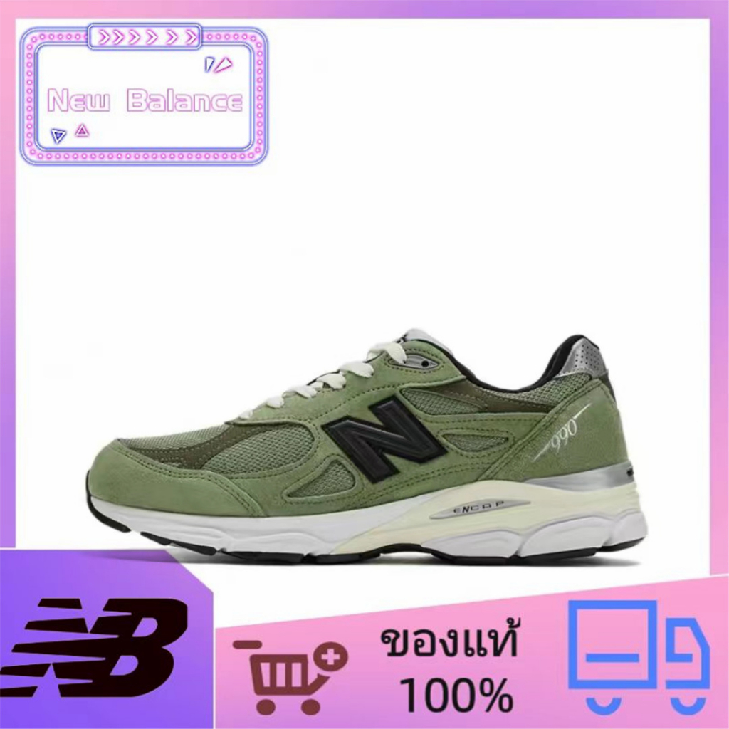 ของแท้-100-jjjjound-x-new-balance-nb-990-v3-สวมทนระบายอากาศทุกการแข่งขันรองเท้าวิ่งต่ำด้านบน-unisex-หญ้าสีเขียว