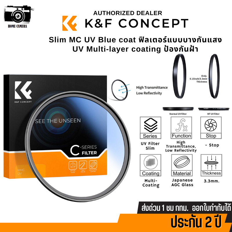 ภาพหน้าปกสินค้าK&F UV Filter Slim กันรอยกันแสง แบบบาง ส่งจากไทย จากร้าน homecamera_shop บน Shopee