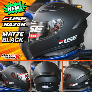 (ลด50อัตโนมัติ) หมวกกันน็อค FUSE RAZOR สีพื้นดำด้าน 2023 ใหม่ล่าสุด