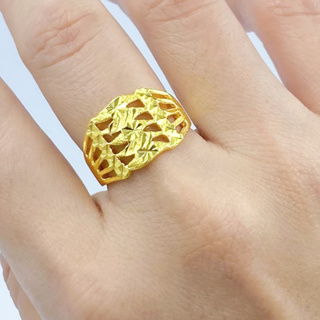 แหวนทองสานจิกลาย น้ำหนัก2สลึง แหวนทองปลอม ทองชุบ แหวนทองผู้หญิง แหวนทองผู้ชาย [390] แหวนทองชุบ