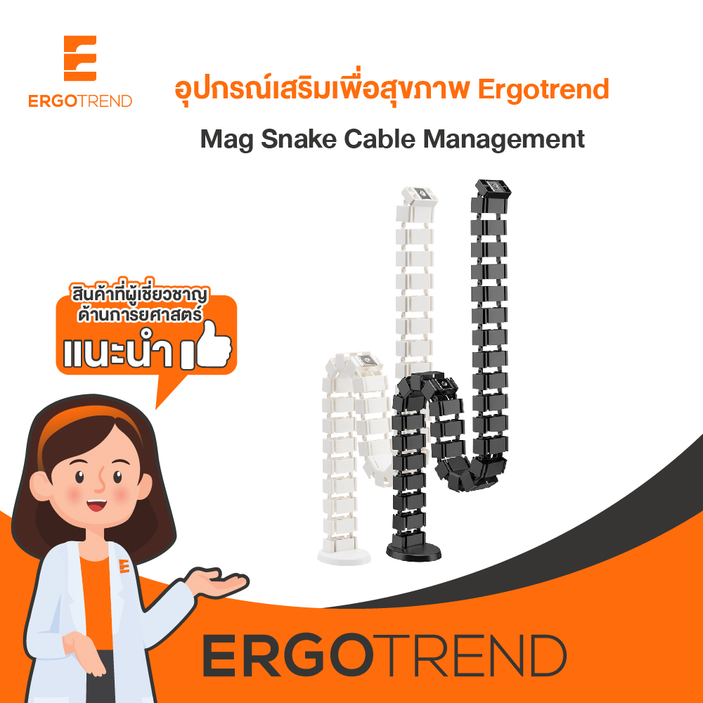Ergotrend Mag Snake Cable Management (รางกระดูกงูเก็บสายไฟโต๊ะทำงาน ...