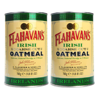 FLAHAVANS ข้าวโอ๊ตชนิดหยาบ ฟลาฮาวานส์ ไอริช คอร์ส คัท โอ๊ตมีล ปราศจากน้ำตาล มังสวิรัติ ผลิตในไอร์แลนด์ 2 กระป๋อง กระป๋อ