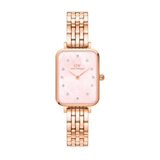 (ทักแชทรับโค้ด) Daniel Wellington Quadro Lumine 20x26mm 5-Link Rose Gold MOP Pink Dial นาฬิกา ผู้หญิง