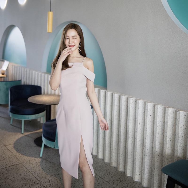 YellowApparel Primrose Dress Pink (ส่งต่อ) - เดรสยาว สีชมพู แหวกขา ...