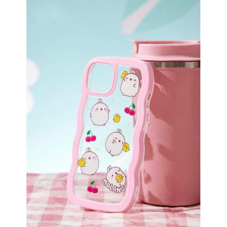 เคสไอโฟนขอบหยักชมพูหลังใสกระต่ายน้อยโมแลงลูกเจี๊ยบเชอร์รี่ i7-14promax (Case iphone) สินค้างานลิขสิทธิ์แท้100% X MOLANG