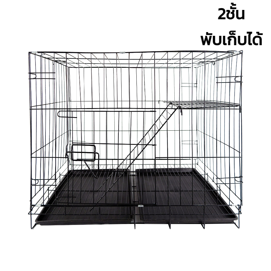 กรงแมวพับได้-60-70-cm-cat-cage-กรงเหล็ก-2-ชั้น-สำหรับแมว-กระต่าย-พับเก็บได้-championcheap