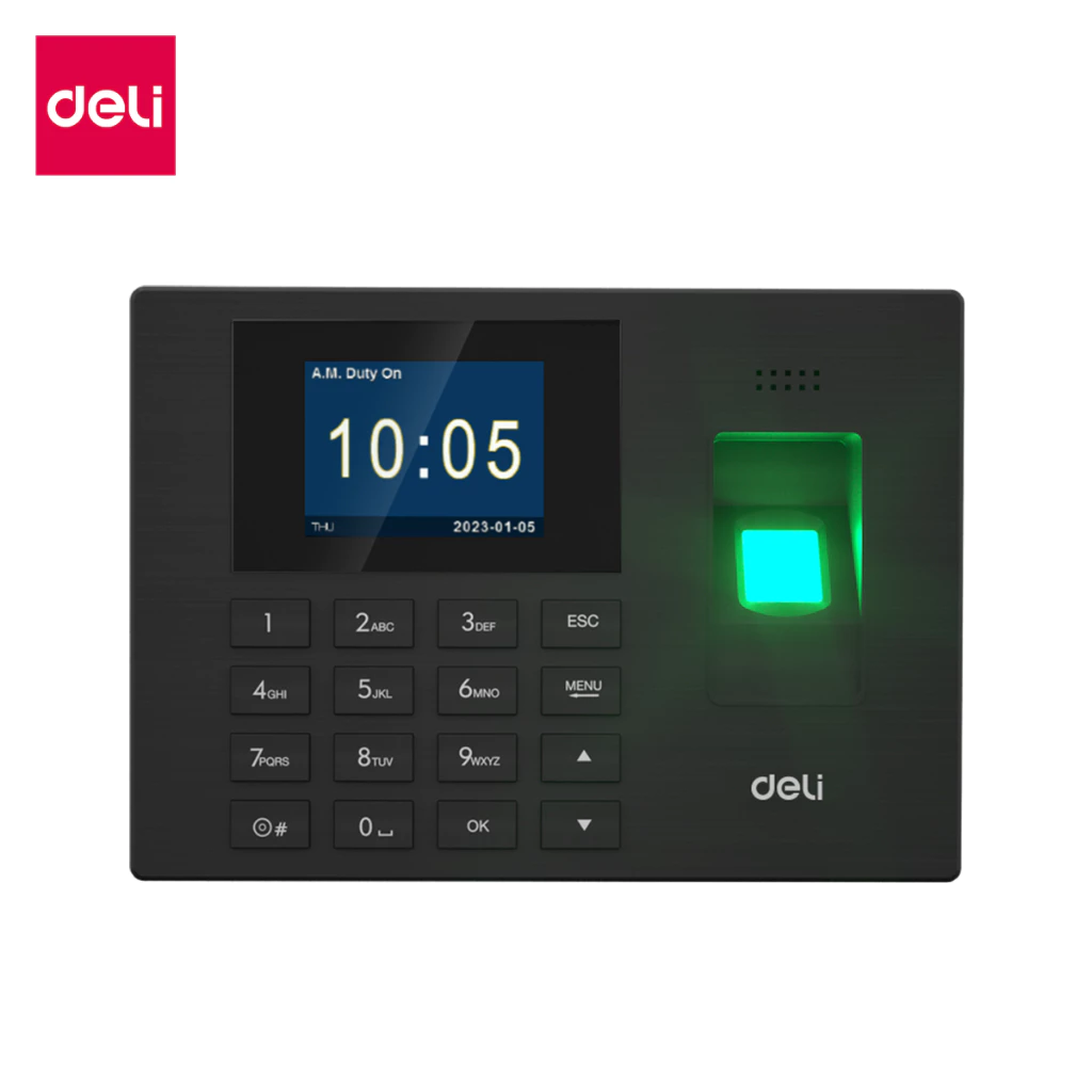 Deli รุ่น ES151 เครื่องลงเวลาทำงาน เครื่องสแกนลายนิ้วมือ บันทึกเวลาเข้าออก รองรับการดึงข้อมูลผ่าน USB Flash Drive