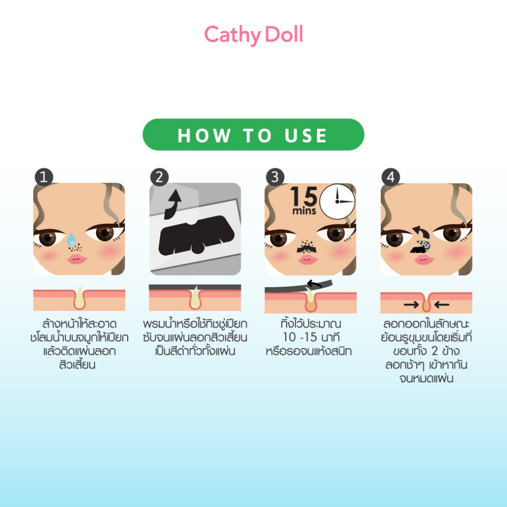 แผ่นลอกสิวเสี้ยนสูตรเย็น-cathy-doll-5-witch-hazel-cooling-strip-pore-pack