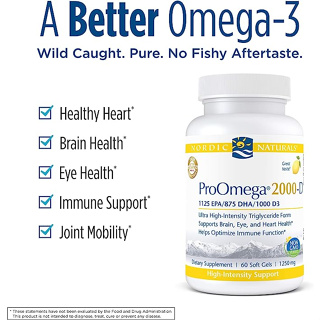 น้ำมันปลา โอเมก้า 3 Omega 3 Nordic Naturals, ProOmega 2000-D, Lemon, 1250 mg