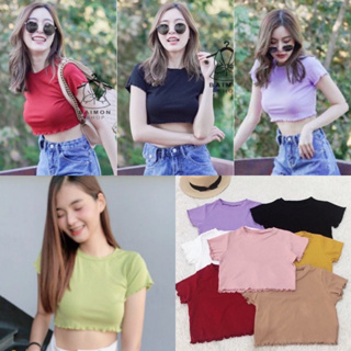 👉พร้อมส่ง👈 เสื้อครอปแขนหยัก ผ้ายืดใส่สบายไม่ร้อนน่ะ 💕💕 ผ้าคอตตอน นิ่มมากกกกค่ะ สาวๆไม่ควรพลาดฮิตสุดๆ