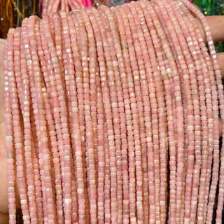 พิ้งค์โอปอล Pink Opal ทรงลูกบาศก์ 3x3 mm เส้นยาว