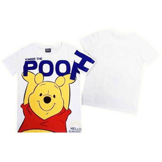 เสื้อยืดสีขาวคอตตอน เสื้อผ้าลายการ์ตูนลิขสิทธิ์แท้ เด็กผู้หญิง/ผู้ชาย Winnie The Pooh  T-Shirt DWS101-233 หมีพูห์