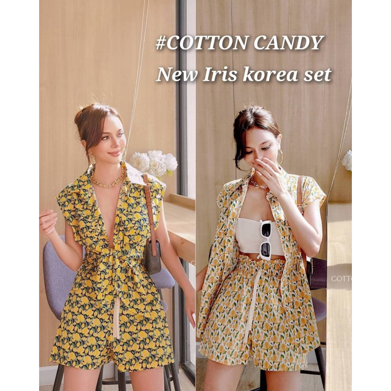 cotton-candy-เซตแขนกุดขาสั้นลายดอกใหม่-new-iris-korea-set