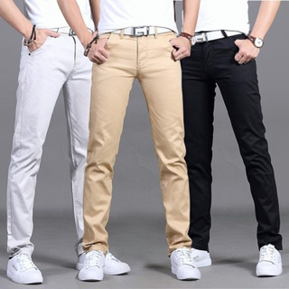 กางเกงขายาวชาย กางเกงแฟชั่นชายสไตล์เกาหลี ใส่สบาย ไม่ร้อน Slim-fitting
