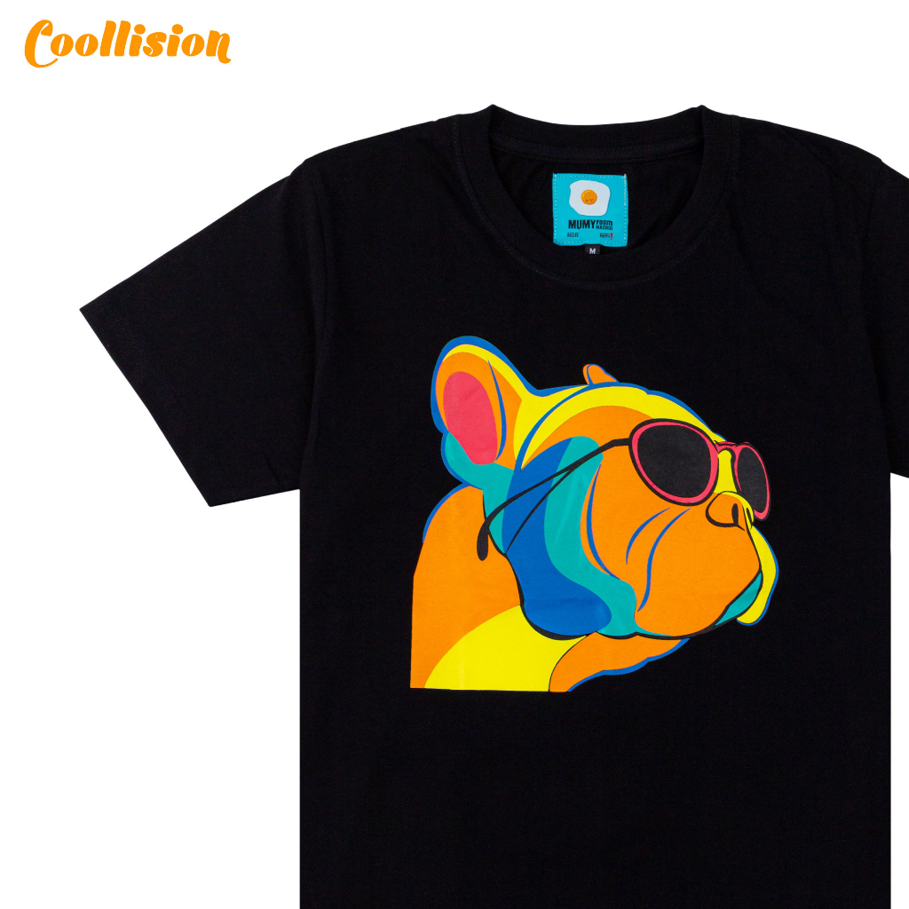 coollision-เสื้อยืดสกรีนลาย-น้องหมาแว่นดำ-เสื้อสกรีนลายหมาเฟรนช์บูลดอก-unisex