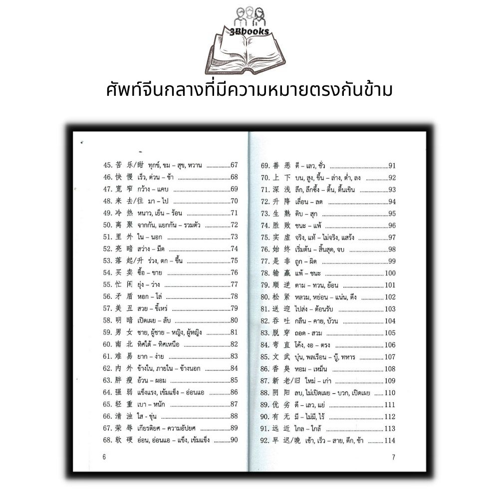 หนังสือ-ศัพท์จีนกลางที่มีความหมายตรงกันข้าม-ภาษาจีน-การใช้ภาษาจีน-คำศัพท์ภาษาจีน