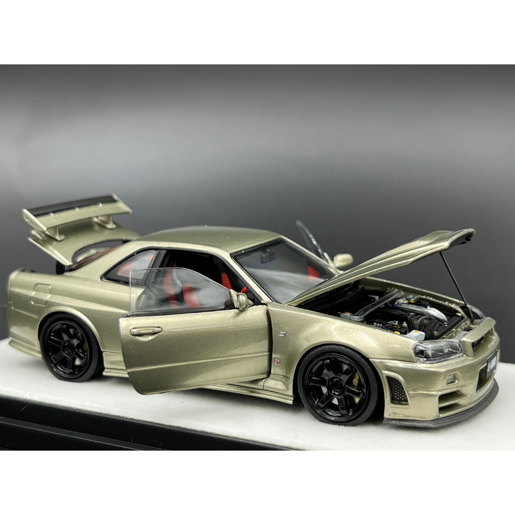 pgm-x-one-model-1-43-limited-edition-688-pcs-nissan-licensed-product-r34-z-tune-jade-green-diecast-fully-opened-fr