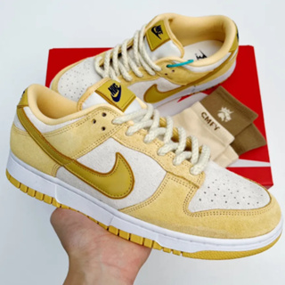 Nike Dunk Low " Gold Suede " Yellow-white ของแท้ 100%