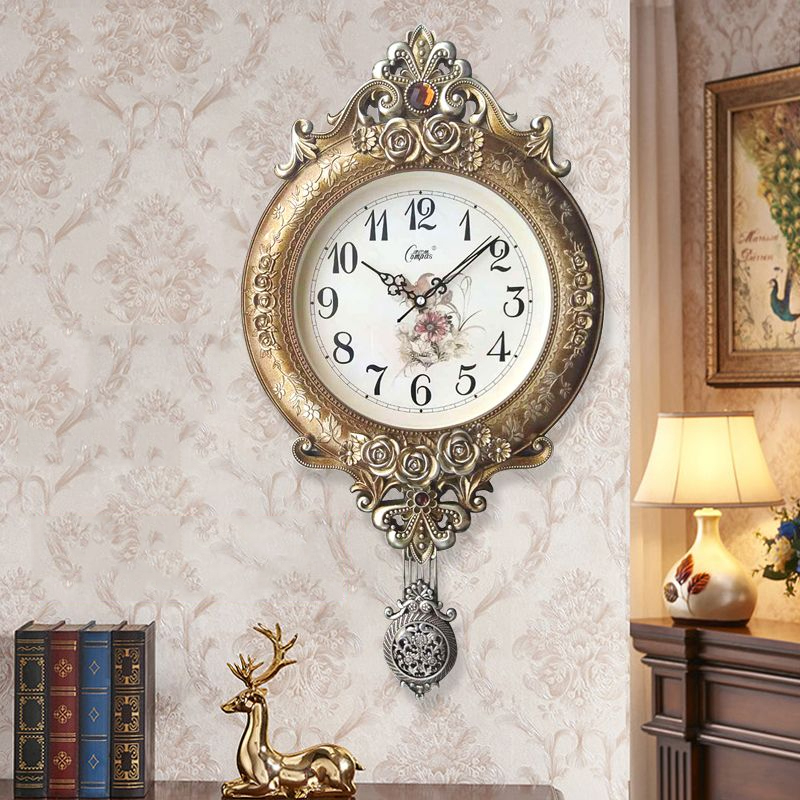 จัดส่งจากกรุงเทพฯ-ห้องนั่งเล่นนาฬิกาบ้านผนังนาฬิกาควอตซ์นาฬิกาสร้างสรรค์บ้านผนังนาฬิกาสไตล์ยุโรปนาฬิกาสวิง