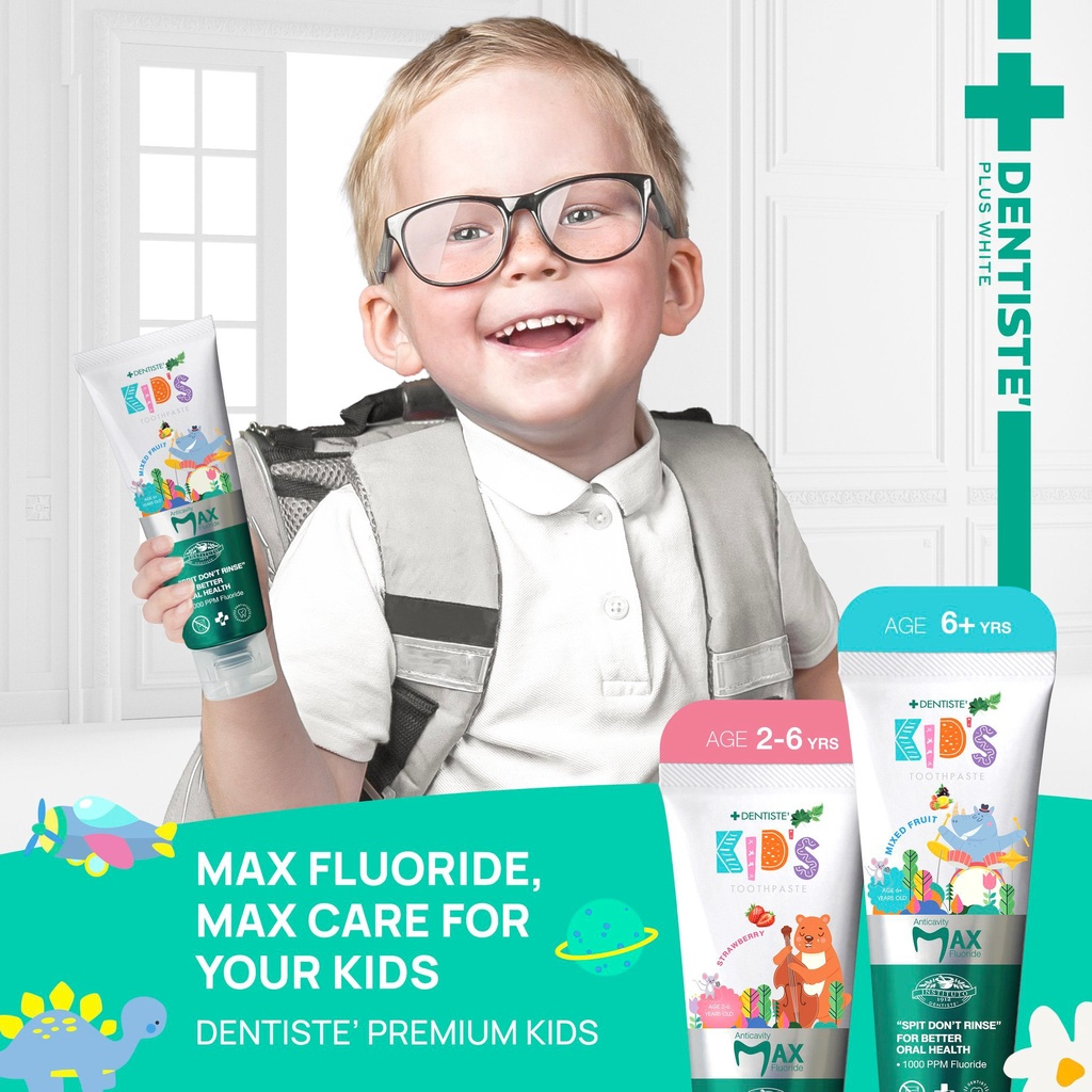 dentiste-kids-toothpaste-strawberry-flavor-ยาสีฟันแปรงแห้งสำหรับเด็ก-กลิ่นสตรอว์เบอร์รี่-ฟลูออไรด์-1000ppm
