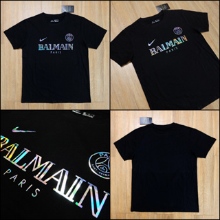 bluu⚽พร้อมส่งจากไทย🇹🇭 เสื้อยืดทีม ปารีส BALMAIN สีดำ (ผ้าcotton 100%) ปี 2023 PSG x BALMAIN T-Shirt เกรดดีที่สุด